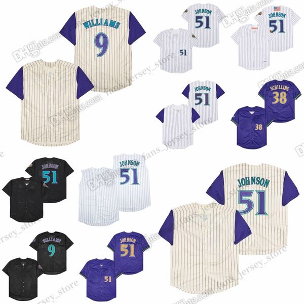 

2001 vintage mitchell and ness baseball jerseys randy john son matt schilling williams stitched jersey, Blue;black