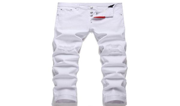 

white designer jeans trousers ds116 trendy clothe youth boys blue denim streetwear urban woman mens skinny stretch rip pants with1439554
