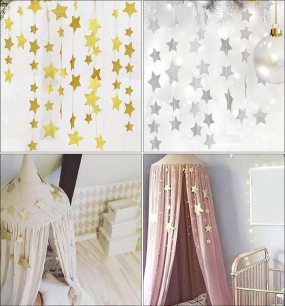 

gold stars hanging decoration garland banner pastel star garland bunting for weddings party children039s rooms mosquito nets ro1812755