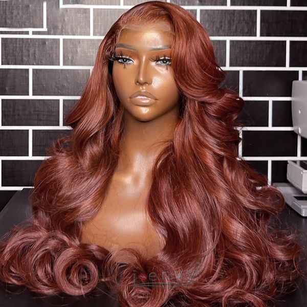 

180%density Brown Lace Front Human Hair Wigs Body Wave 13x6 HD Lace Frontal Wig Dark Red Brown 13x4 Lace Frontal Wig on Sale 30 Inch, Ombre color