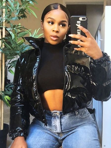 

men's hoodies sweatshirts sisterlinda faux pu leather y2k bubble puffer winter warm jacket women coats long sleeve outerwear zipper cas, Black