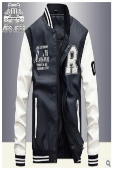 

whole kenntrice autumn winter youth varsity leather jacket men college jackets men039s outerwear printed pu leather coats 2623245, Black