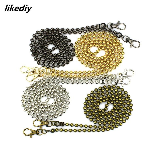 

bag parts accessories 12 pcslot 120 cm long round ball purse chain lobster clasps hooks handbag antique bronzegoldensilvergun black 230810