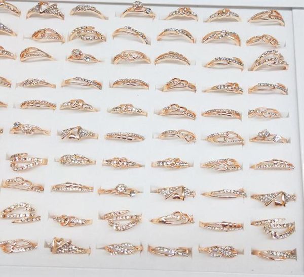 

50pcslot luxury female diamond ring fashion engagement wedding rings for women jewelry love gift mixed styles6785575, Silver