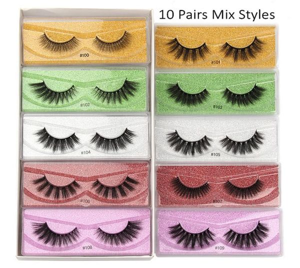 

10 styles false eyelashes natural long fake eyelash extension thick cross faux 3d mink eye lashes makeup mix 10pairs3065135