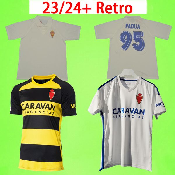 

2023 2024 real zaragoza soccer jersey simeone bermejo mollejo azon vada frances 23 24 retro 1994 1995 brehme de jogo rarissima vintage 94 95, Black;yellow