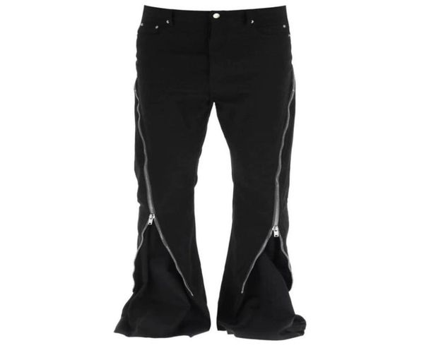 

men039s jeans owens ro banana double line high street dark multizipper loose straight flared denim trousers5428086, Blue