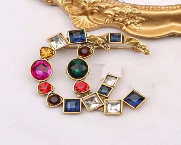 

highend luxury womens brand desigenr letter g brooches fashion mens geometric colours 18k gold plated crystal rhinestone pins bro6946139, Gray