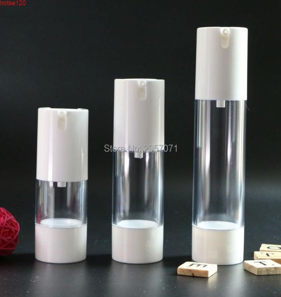 

30ml 50ml white transparent plastic airless vacuum pump travel bottles empty cosmetic containers packaging for women 10pcslotgood1772245
