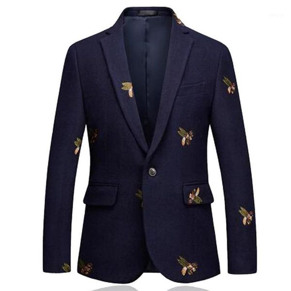 

men's suits & blazers bees blazer men fashion wedding prom single button for male stylish suit jacket 6xl em2061253k, White;black