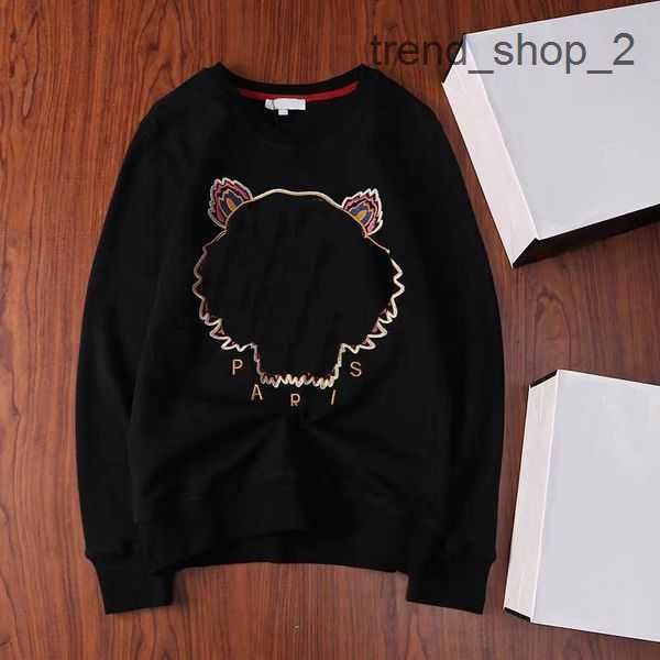 

designer fashion men women kenzo hoodie tiger head advanced embroidery round neck pullover autumn winter loose high street classic japan po, Black