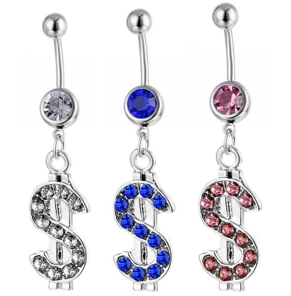 

d0113 dollar style belly button navel rings mix colors0121727744, Silver