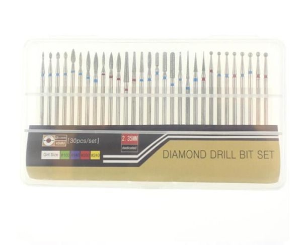 

30pcset diamond nail drill bit set grinding for electric manicure machine accessories nail art clean burr tools kits7575934