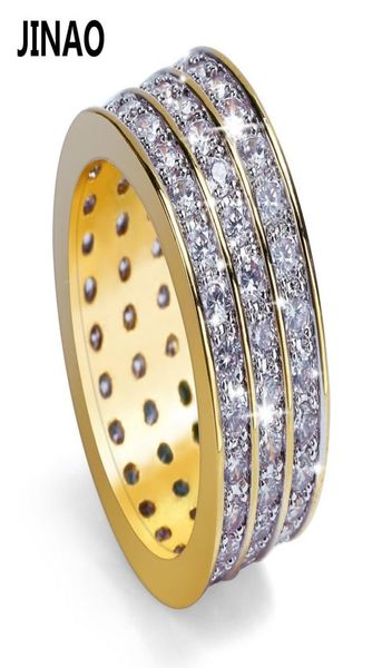 

jinao hip hop rock gold color plated round rings cool full iced out micro pave cz stone ring for male jewelry gift d190115028142662, Slivery;golden