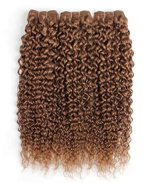 

30 light golden brown brazilian virgin curly human hair weave bundles jerry curl 34 bundles 1624 inch remy human hair extension4539624, Black