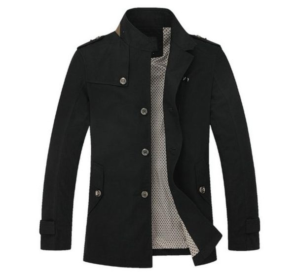 

aierma men solid trench coat mandarin collar fashion men039s overcoat slim fit brand clothing casual cotton jacket7245573, Tan;black