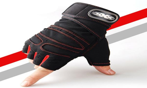 

men gym weightlifting bodybuilding training fitness fingerless gloves half finger cycling gloves nonslip wrist support6895312, Black