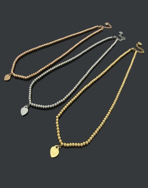 

stainless steel necklaces classic style gold plated 3 colors ball heart pendants necklace women designer jewelry whole7839276, Silver