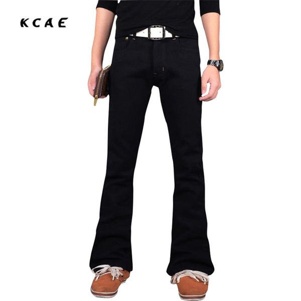 

jeans slim 2017 new mens black flare jeans brand boot cut gental man bootcut male classic denim 27-38297o, Blue