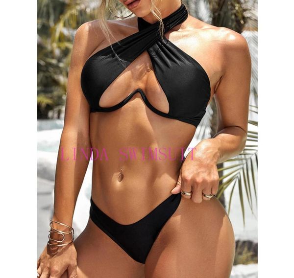 

swimsuit swim bikini swimwear swimming beachwear twopieces bra underwire support multi solid colors bandage swimsuits biki4264472