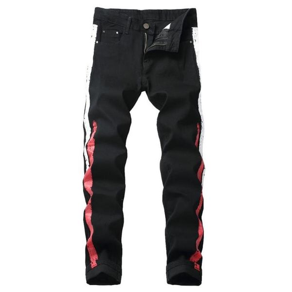

2020 print jeans men new fashion elastic straight biker jeans european and american casual pant male denim trouser plus size 42197i, Blue