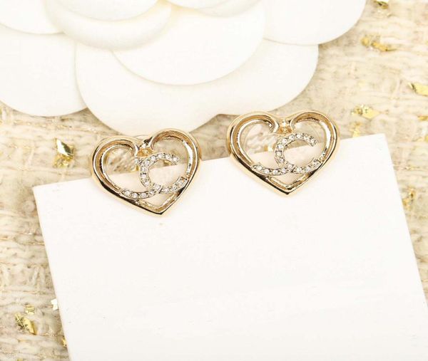 

2023 luxury quality charm heart shape stud earring with diamond have stamp and box ps7391a9562286, Golden