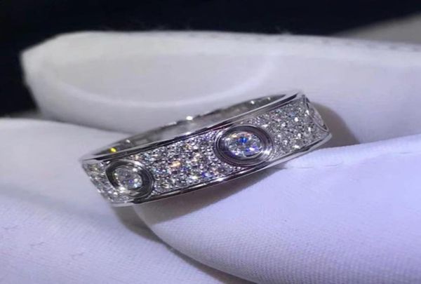

full diamond s925 sterling silver love ring men and women rose gold rings for lovers couple jewelry gift us size 5111100868
