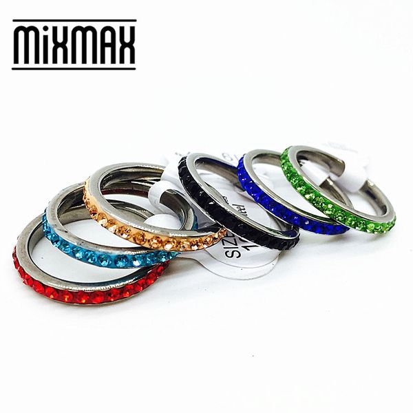 

solitaire ring wholesale 50pcs ring women's fashion style mix colors row full circle stainless steel party jewelry model for female 230, Golden;silver