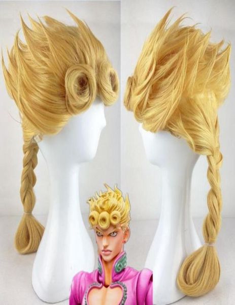 

jojo039s bizarre adventure giorno giovanna long golden braid styled hair wig n0121841532, Black;brown