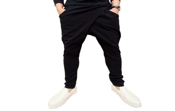 

asian size mxxl 2018 brand clothing men039s harem pants side pocket drawstring solid black sweatpants homme2355472