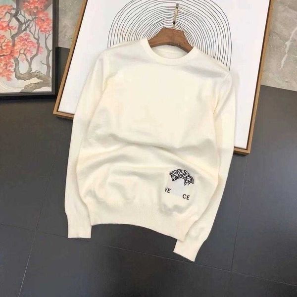 

winter warm sweater fashion medusa embroidered graphic knitted shirt designer sweater high class classic pullover knitwear, White;black