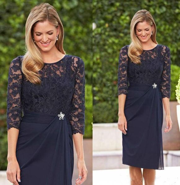 

navy blue mother of the bride dresses with sleeves elegant chiffon lace formal wedding party gown3932995, Black;red