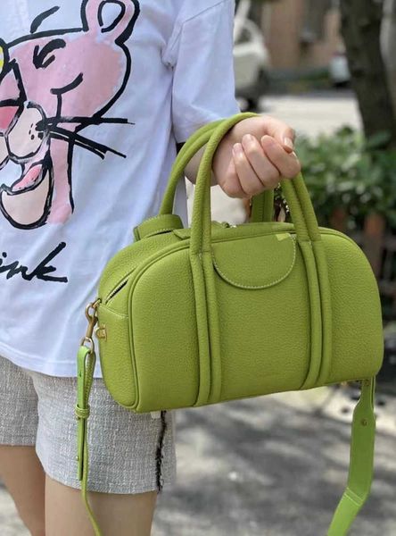 

songmont medium and small bowling series boston bag cowhide new designer one shoulder handbag women's bag french minority