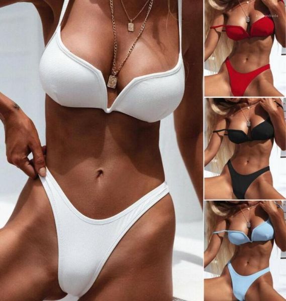 

women039s swimwear hirigin solid bikini sets women push up padded bra biquini low waist thong swimsuit female beachwear ba1329451, White;black