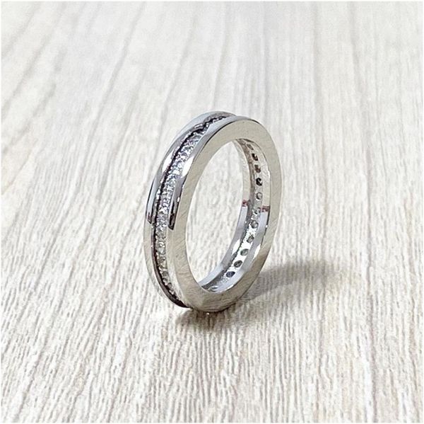 

professional diamonique simulated diamond rings 18k white gold plated wedding band size 6 7 8 love forever ring accessories with j1329438, Silver