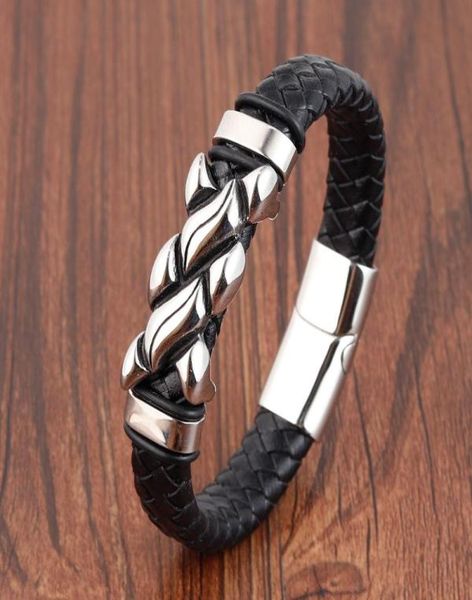 

flame men bracelet leather bangles magneticclasp cowhide braided multi layer wrap trendy bracelet armband pulsera hombre3992791, Golden;silver