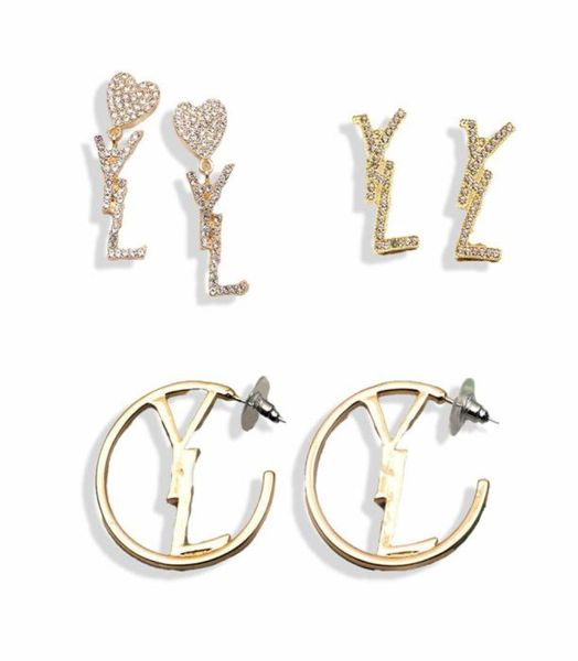 

fashion womens brand designer letter earrings ear stud women elegance temperament simple ladies wedding party jewelry accessories 3032715, Golden;silver