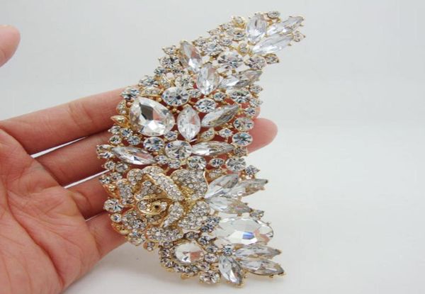 

whole fashion elegant bridal bridesmaid clear rhinestone crystal rose flower art nouveau brooch pin3097427, Gray