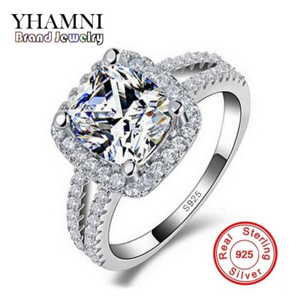 

yhamni original fashion jewelry 925 sterling silver wedding rings for women with 8mm cz diamond engagement ring whole j29hg70336899202968, Slivery;golden