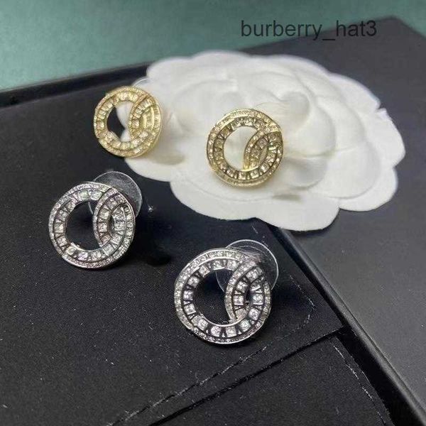 

luxury brand designer earrings 18k gold plated 925 silver earring c letters stud geometric famous women round crystal rhinestone earring wed, Golden;silver