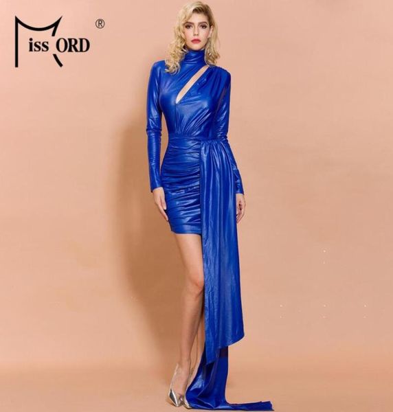 

missord 2019 women high neck hollow out long sleeve mini dresses female elegant long belt solid color dress ft198269339593, Black;gray