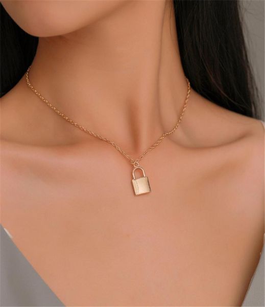 

2020 new women jewelry silver color lock pendant necklace brand new stainless steel rolo cable chain necklace beautiful gift7591801