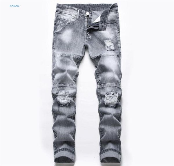 

men039s jeans light grey with holes for men0123456786591518, Blue