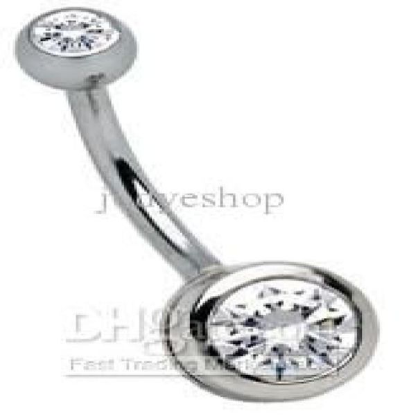 

double clean diamond navel piercing navel ring 100pcslot fashion body jewelry 100 guaranteed 14g9908425, Slivery;golden