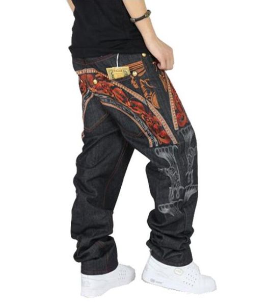 

wholemen039s hiphop jeans cool men039s personality embroidery loose pants denim long trousers male fashion hip hop jean5222664, Blue