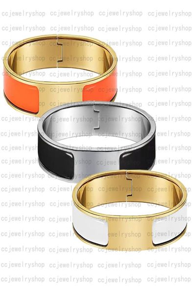 

fashion bangle designer jewelry enamel charm bracelet chain 18k gold plated stainless steel for womengirl wedding mother039s d6859029, Black