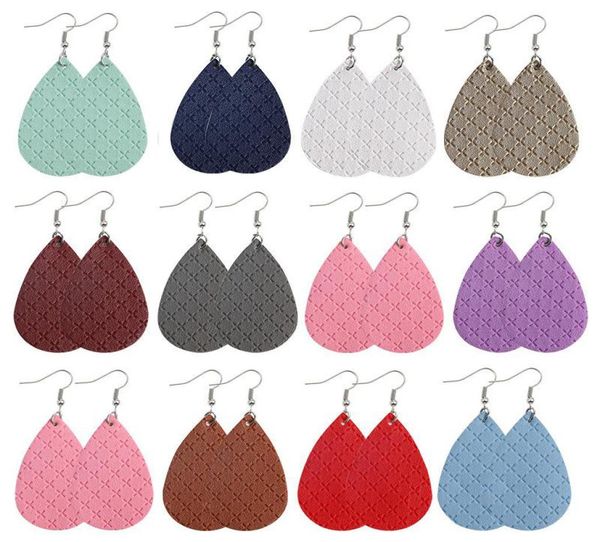

trendy waterdrop pu leather earrings simple double sides printing eardrop dangle teardrop leather earring for women jewelry gift 15729098, Silver