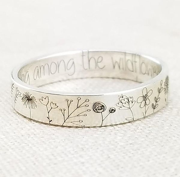 

retro carved women039s band ring simple ancient silver cute dandelion ring1255569