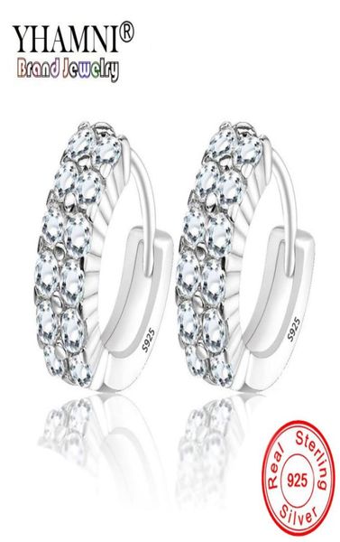 

yhamni original 925 solid silver hypoallergenic stud earrings luxury double row zircon earring for women girl fashion jewelry e1884972276, Golden;silver