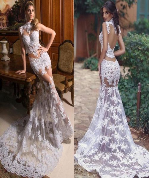 

white mermaid lace evening dresses high neck illusion saudi arabic long prom dresses summer formal evening gowns1766710, Black;red